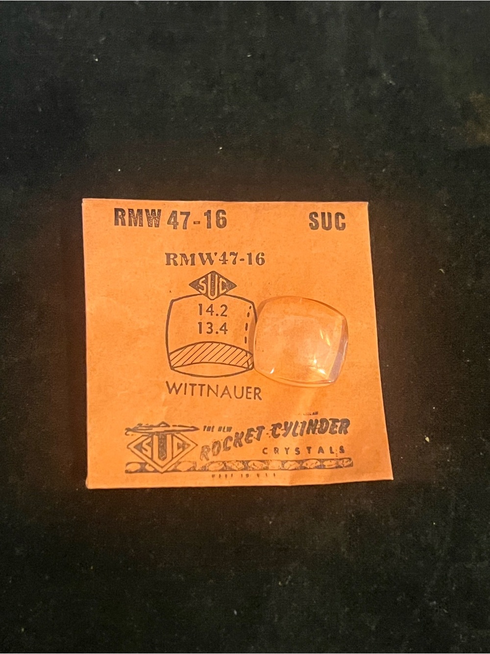 Vintage SUC Rocket Cylinder Watch Crystal for Wittnauer - RMW 47-16